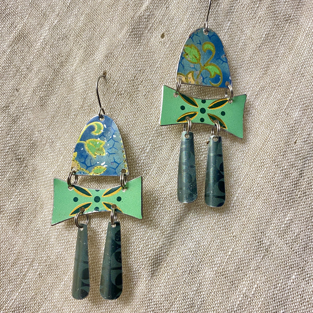 Mixed Vintage Greens Earrings