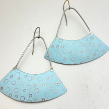 Load image into Gallery viewer, Circle-y Icy Blue Wide Fan Tin Earrings