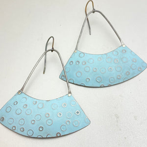 Circle-y Icy Blue Wide Fan Tin Earrings