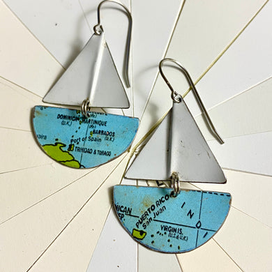 RESERVED: Caribbean Sail Boats Tin Earrings