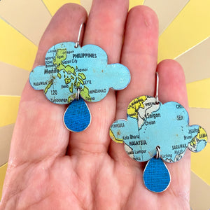 Philippines Rain Clouds Upcycled Tin Earrings