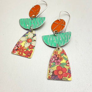 Allover Flower Angels Tin Earrings