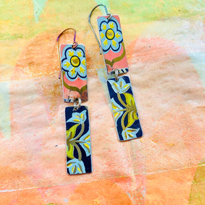 Vintage Folk Rectangles Tin Earrings