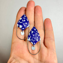 Load image into Gallery viewer, Icy Blue on Cobalt Shielded Tin Earrings