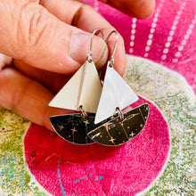 Load image into Gallery viewer, Starry Night Upcycled Tin Sailboat Earrings