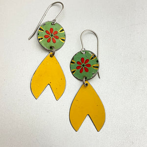 Red Blossoms & Tuscan Yellow Tin Earrings