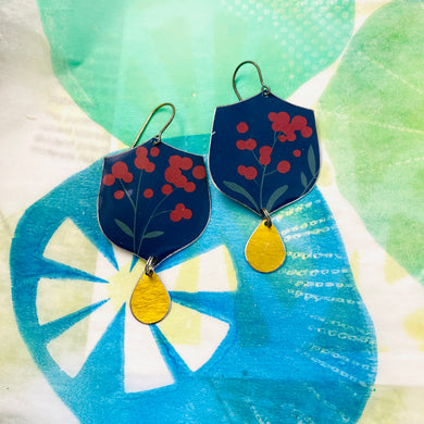Claret Berries Upcycled Tin Earrings