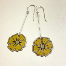 Load image into Gallery viewer, Antique Golden Blossoms Upcycled Tin Earrings