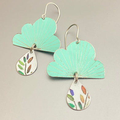 Turquoise Sunray Clouds Tin Earrings