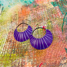 Load image into Gallery viewer, Radiant Purple Crescent Circles Tin Earrings