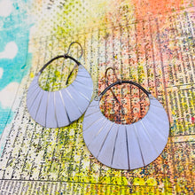 Load image into Gallery viewer, Radiant White Crescent Circles Tin Earrings