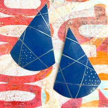 Load image into Gallery viewer, Big Indigo Cones Tin Earrings