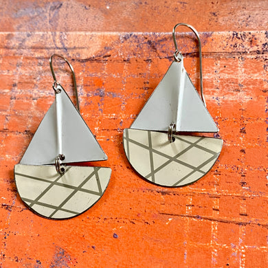 Silver Striped Sailboat Earrings