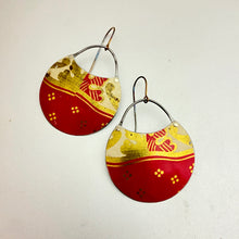 Load image into Gallery viewer, Red &amp; Gold Circle Tin Earrings