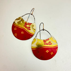 Red & Gold Circle Tin Earrings