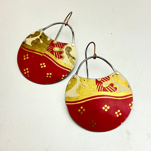 Red & Gold Circle Tin Earrings