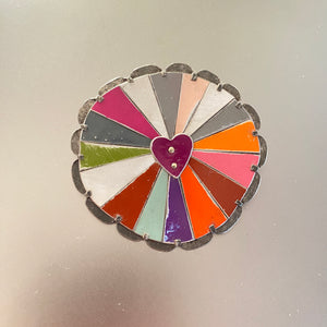 Multicolored Rave Love Mandala Tin Brooch