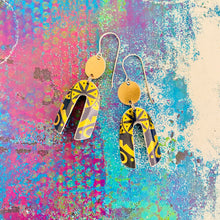 Load image into Gallery viewer, Golden Wheel Upcycled Tin Earrings