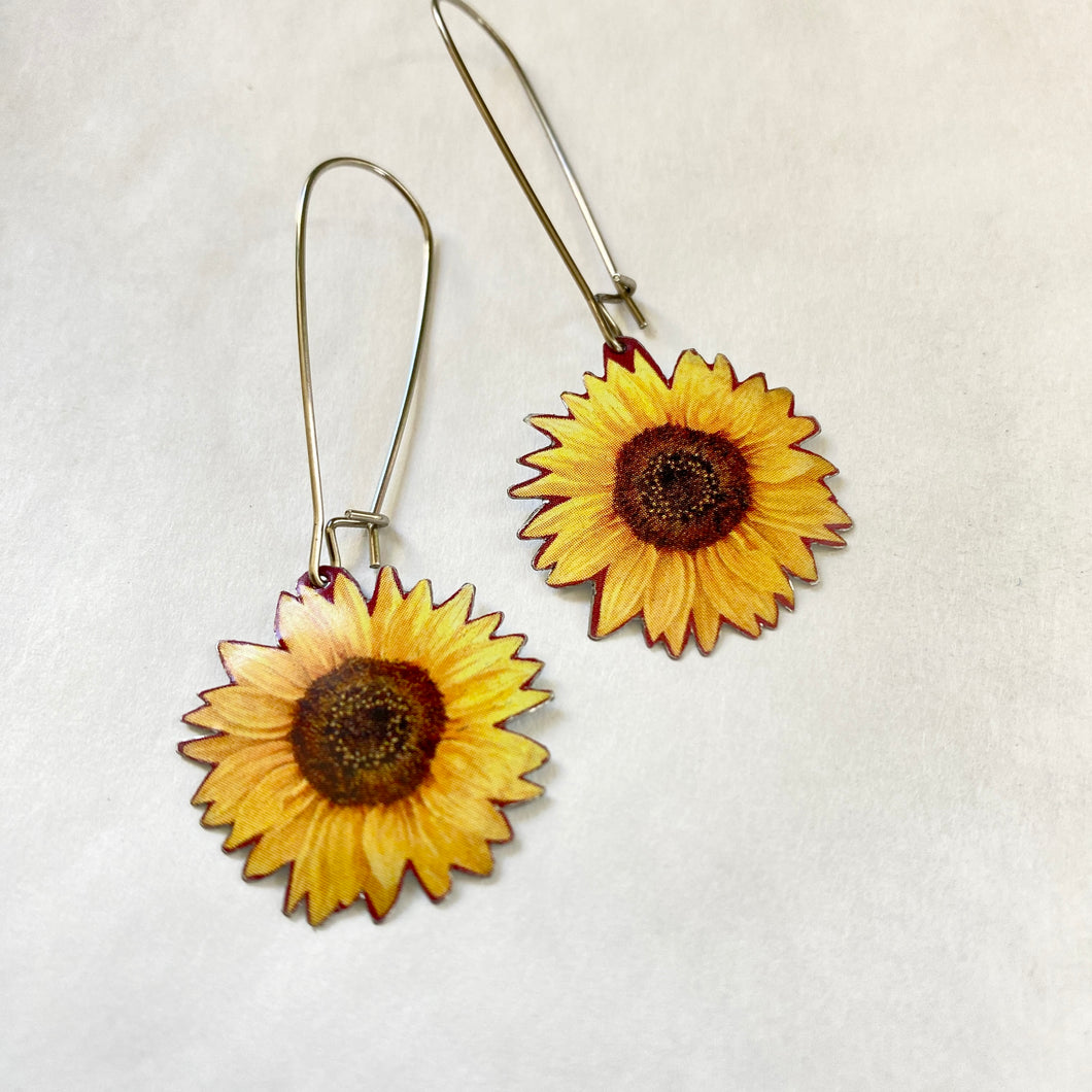 Little Sunflowers Upcycled Tin Earrings