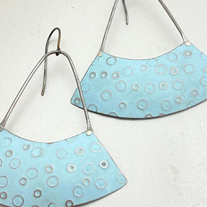 Circle-y Icy Blue Wide Fan Tin Earrings