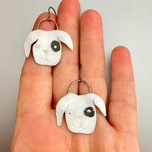 Load image into Gallery viewer, Black and White Puppies Tin Earrings