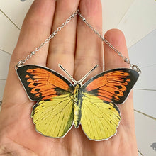 Load image into Gallery viewer, Yellow &amp; Orange Butterfly Upcycled Tin Necklace
