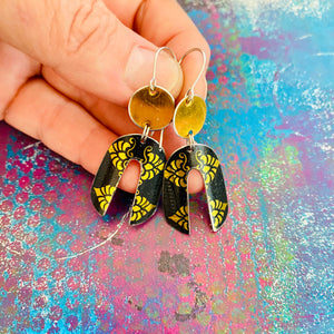 Gold & Midnight Upcycled Tin Earrings