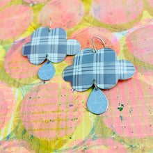 Load image into Gallery viewer, Gray Plaid Clouds Tin Earrings