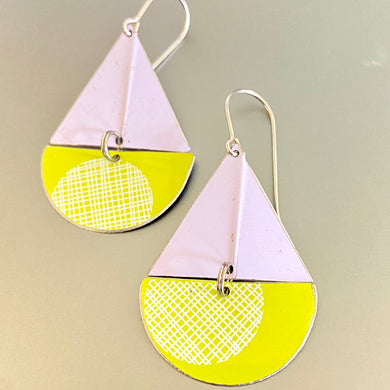 Neon Green & White Sailboat Earrings