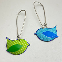 Load image into Gallery viewer, Little Patterned Birds Upcycled Tin Earrings