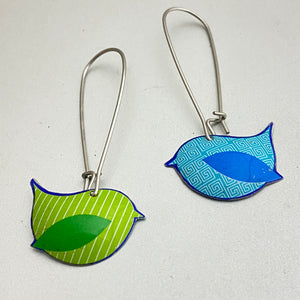 Little Patterned Birds Upcycled Tin Earrings