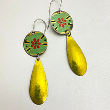 Load image into Gallery viewer, Shimmery Golden Droplet Tin Earrings