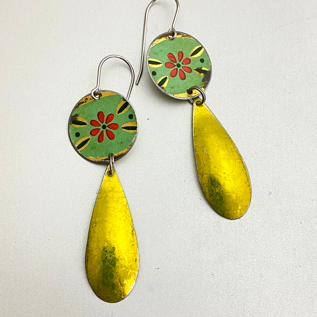 Shimmery Golden Droplet Tin Earrings