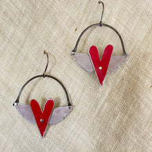 Load image into Gallery viewer, Winged Hearts Tin Earrings