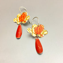 Load image into Gallery viewer, Cardinal Tiny Clouds Tin Earrings