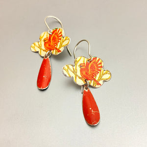 Cardinal Tiny Clouds Tin Earrings