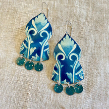 Load image into Gallery viewer, Shades of Blueberry Temple Drop Tin Earrings