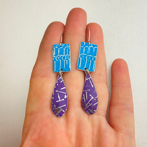 Electric Blue & Purple Droplets Earrings