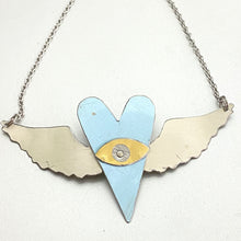 Load image into Gallery viewer, The Heart Sees Icy Blue Tin Necklace