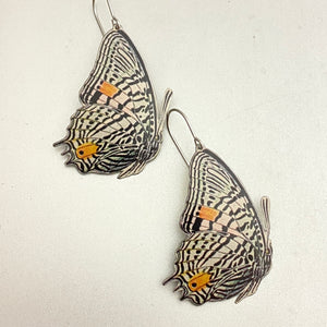 Zebra Butterflies Tin Earrings