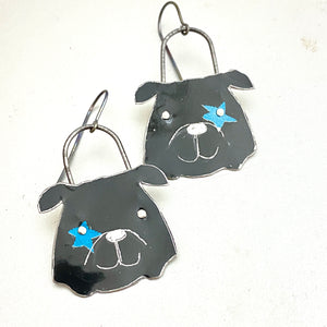 Blue Star Bulldogs Tin Earrings