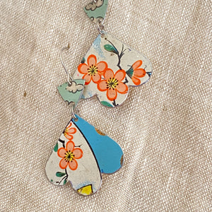 Happy Pink Flowers Trefoil Earrings