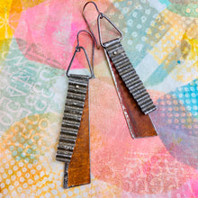 Load image into Gallery viewer, Rustic Bronze Ribbon Tin Earrings