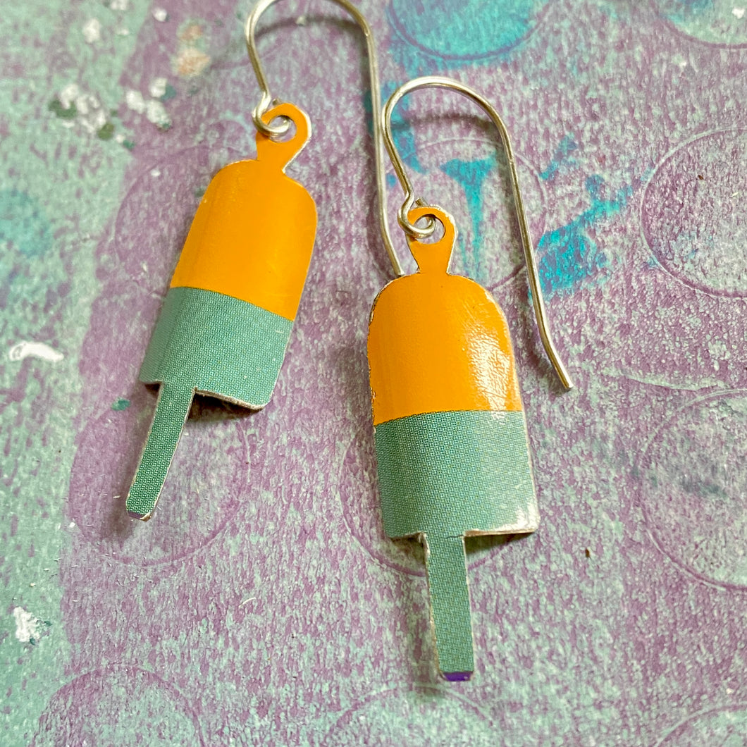 Goldenrod & Colonial Blue Lobster Buoy Earrings