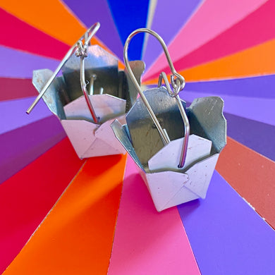 Noodle Box Upcycled Tin Earrings
