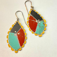 Load image into Gallery viewer, Scalloped Rustic Patchwork Tin Earrings