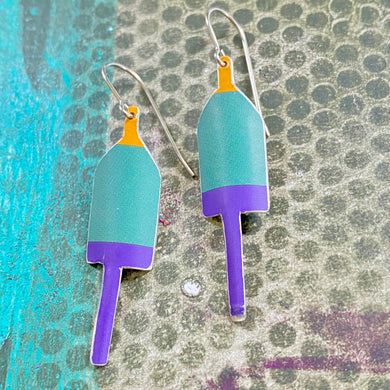 Colonial Blue & Purple Lobster Buoy Earrings