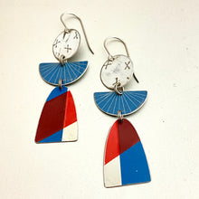 Load image into Gallery viewer, Slate Blue Sunrays Angels Tin Earrings