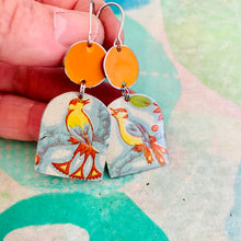 Load image into Gallery viewer, Fancy Birds Wide Arch Upcycled Tin Earrings