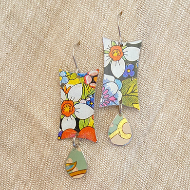 Allover Flowers Mod Rectangle Earrings